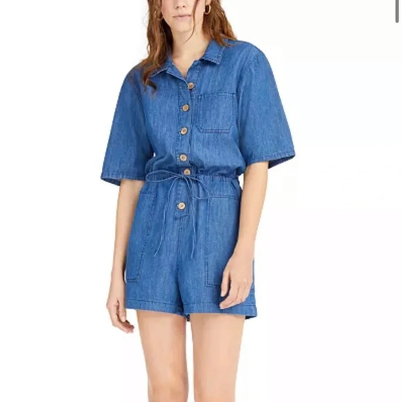Oat Denim romper shorts Medium - Picture 1 of 5